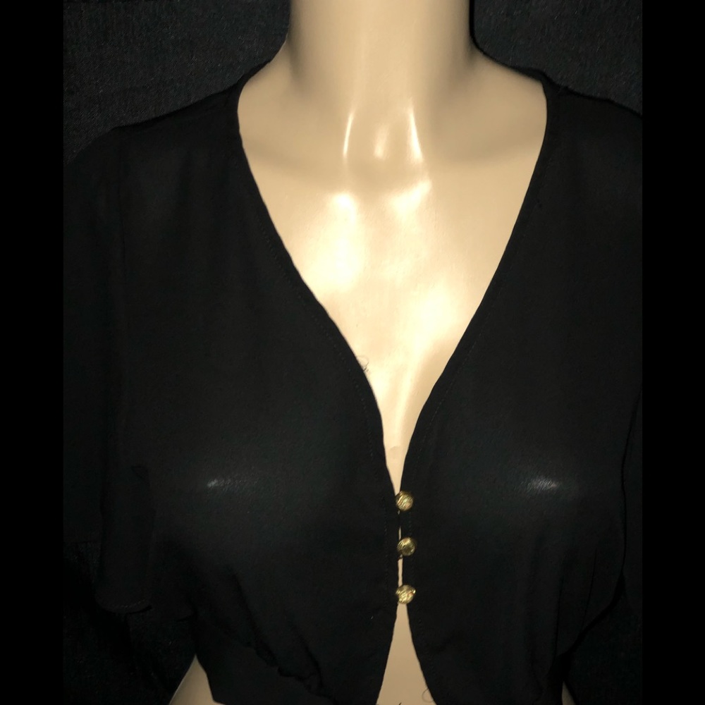 New Love J Black Sheer Crop Top